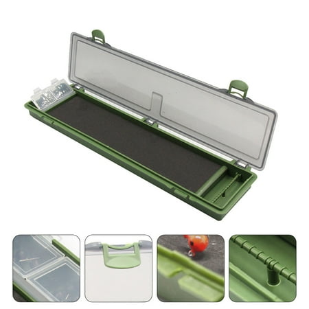 WRITWAA 1Pc Green Plastic Fish Tackle Storage Box with Foldable Hanging Hole