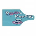 thumbnail image 1 of Pool Party Cutting Board, Cartoonish Starry Pool Party Typography with Funny Dog, Decorative Tempered Glass Cutting and Serving Board, in 3 Sizes, by Ambesonne, 1 of 2