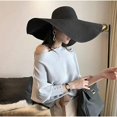 thumbnail image 3 of Sombrero para el sol de playa de verano con ala ancha y flexible para mujer, gorra de paja para fiesta, jardín, viaje, sombrero para el sol (negro, 25 cm), 3 of 5