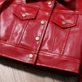 thumbnail image 4 of Kids Toddler Girls Cropped  Motorcycle Jackets PU Faux Leather Coat Turn-Down Collar Long Sleeve Crop Tops Outerwear Coats, 4 of 7