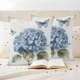 thumbnail image 3 of Blue Hydrangea Retro Outdoor Waterproof Pillow Covers, VintageBotanical Floral Blossom Decorative Square Throw Pillowcase Sofa Cushion Sham for Patio/Couch/Chair, 24"x24" 2 Pack, 3 of 8