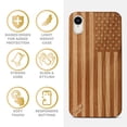 thumbnail image 4 of Case Yard Wooden Case Outside Soft TPU Silicone, Slim Fit Shockproof Wood Protective Phone Cover for Girls Boys Men and Women, Supports Wireless Charging American Flag Design case for iPhone-XR, 4 of 7