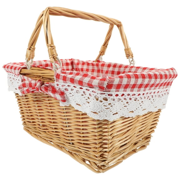 HOOWIFFY Wicker Basket Red 1Set 12.6x8.7x6.3in