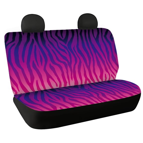 Chririnla Ombre Zebra Stripe Rear Bench Cover Protectors with Heavy Duty, 2 Pack Stretch Covers for Sedan Car Interior