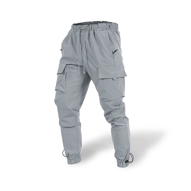 Pantalones largos de moda para hombre, con cordón, cintura elástica, multibolsillos, informales, largos y deportivos.