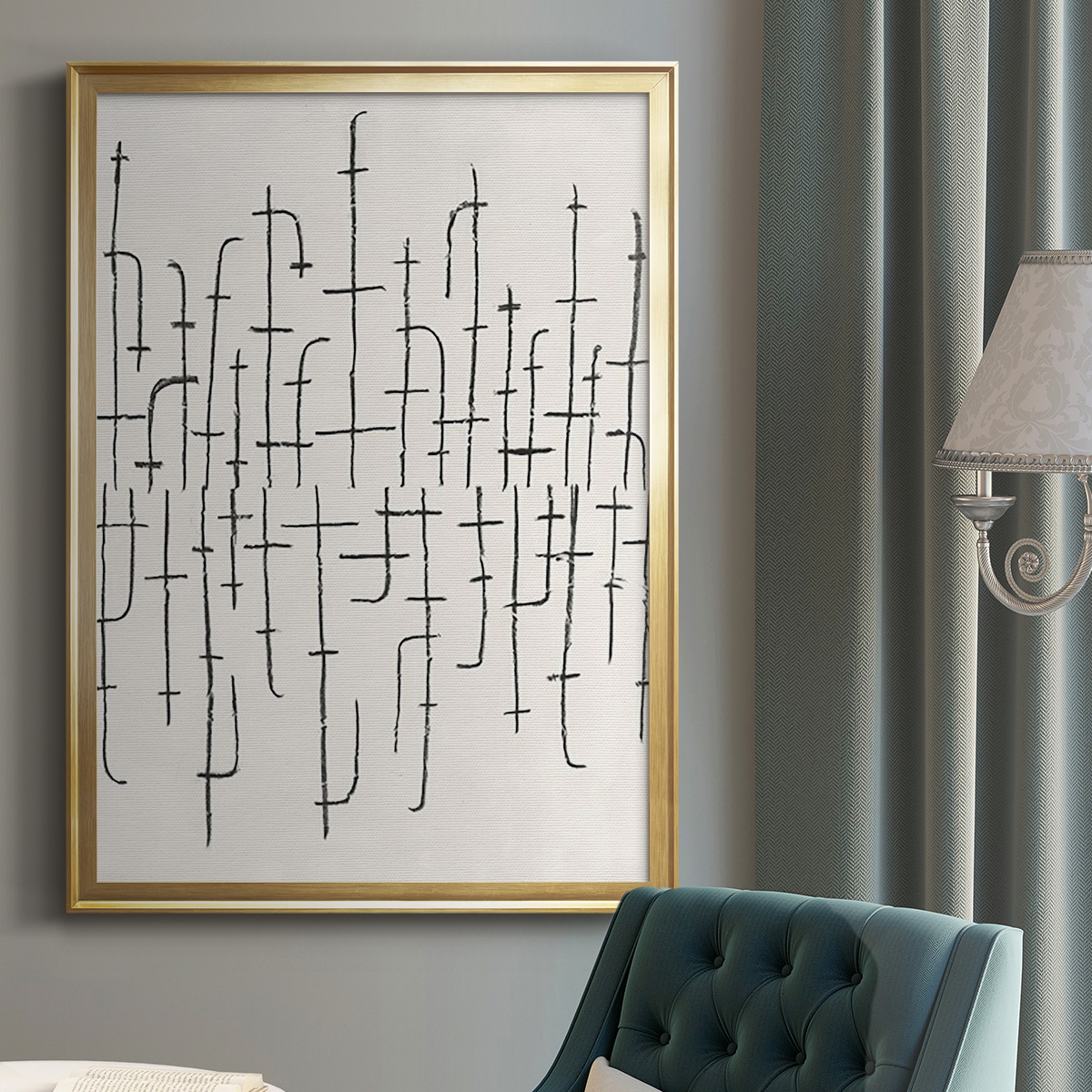 Vertical Arrangement II Premium Framed Print, in Gold, Black, or Silver - Ready to Hang