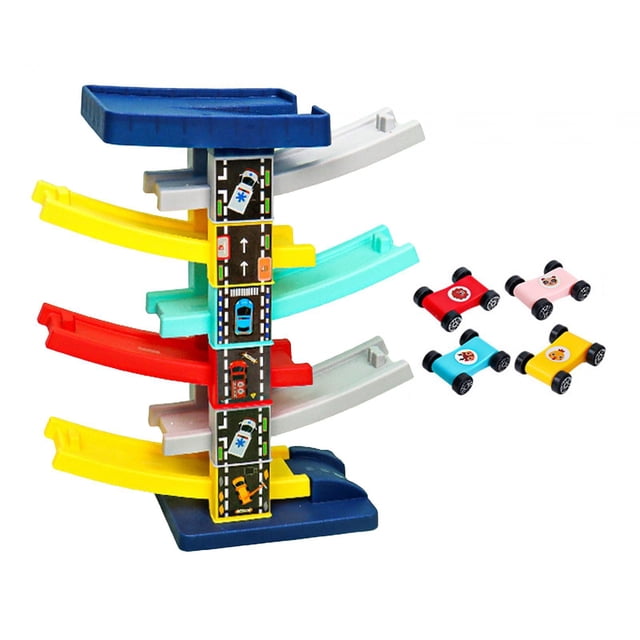 HILABEE Car Ramp Racer Toy Bright Color, Birthday Gifts Development Games Early Learning seven layers track