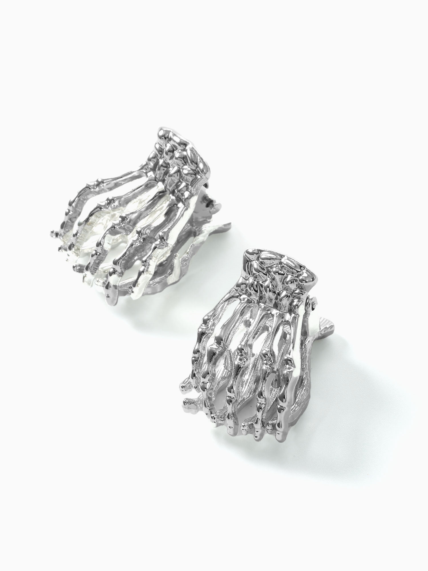 Way to Celebrate Skull Hand Silver Halloween Hair Clip Set, 2 Pieces