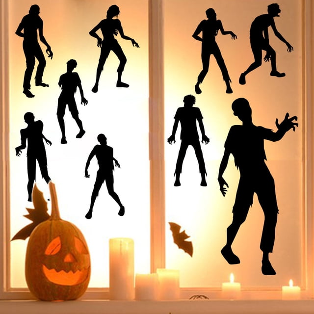 Adhesivos de pared con silueta de zombi para Halloween, PVC, 40 x 57 cm