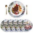 thumbnail image 5 of Ryvnso Truck in Chritmas Round Plate Mats Dining Table Placemat Set of 4 for Holiday Decoration, 5 of 7