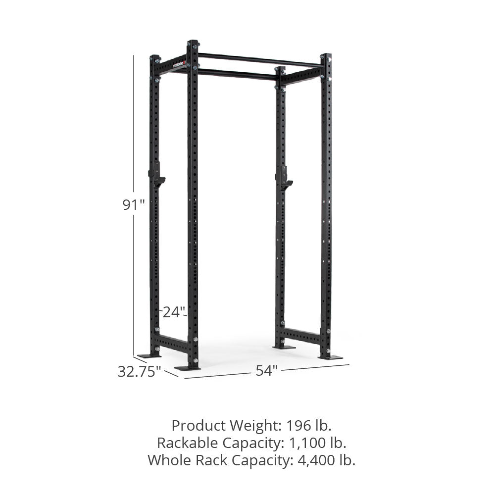 Titan Fitness T-3 Series Black Tall Power Rack, 24in Depth, 1,100 LB Capacity Cage for Weightlifting and Strength Training