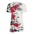 thumbnail image 5 of Summer Floral Print Button Down Shirt for Women Boho Casual Short Sleeve V Neck Blouse Top White XXL, 5 of 5