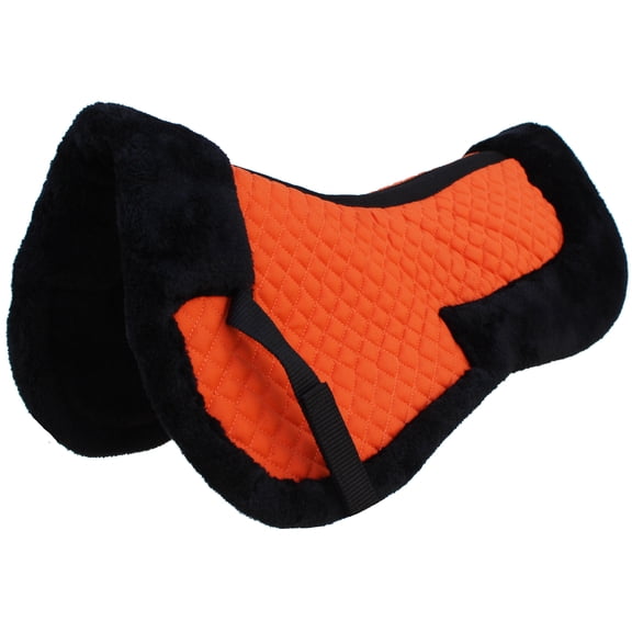 23" x 22" Orange Horse English Saddle Contoured Quilted Fleece Lined Half Pad 72130OR