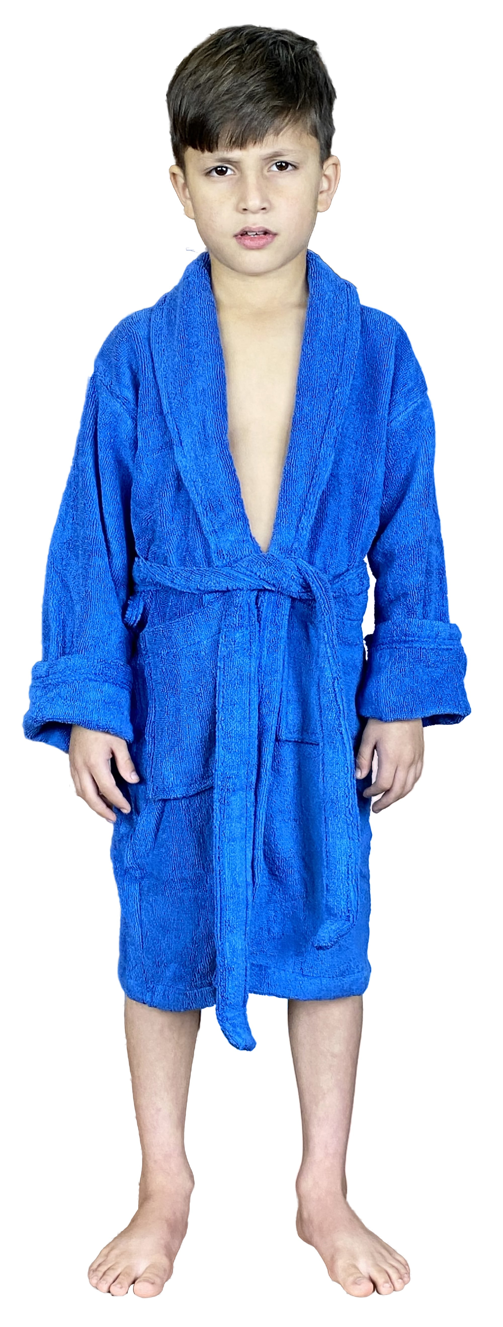 Terry Cotton Bathrobe for Girls and Boys Shawl Robes Spa Toddler Robe
