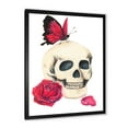 thumbnail image 2 of Designart Skull With Red Rose & Butterfly Modern & Contemporary Framed Wall Art, 2 of 4