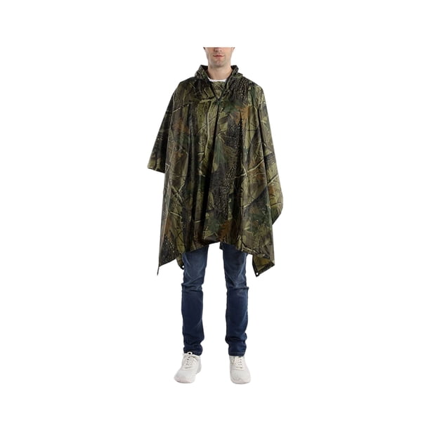 Bewildely Capa de lluvia Senderismo Poncho Impermeable a prueba de viento Impermeable Caminar Mujeres Hombres Ropa de lluvia Cubierta de lluvia para Paraguas de lluvia Camuflaje de hoja Bewildely HA067073-04