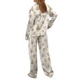 thumbnail image 4 of Ladies Christmas Sleep Outfit Satin Nightwear Set Funny Print Long Sleeve Button Down Shirt and Pants, 4 of 5