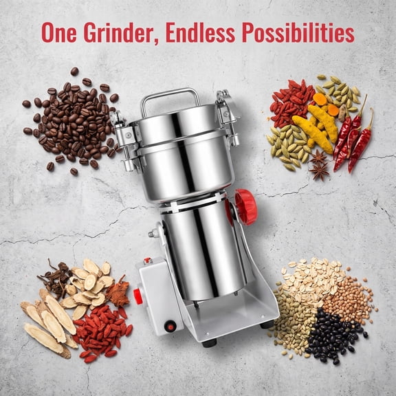 Powder Machine 4000W Electric Grain Mill, Commercial Spice Grinder with 2000g Capacity and Stainless Steel Chamber for Dry Grinding