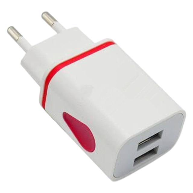 Dual Port Usb Charger,Wall Power Adapter,Portable Charging Plug,Lightweight Double Port Cube Usb Wall Charger Universal Portable Power Adapter Compatible With Most Smartphones Tablets,EU-Red