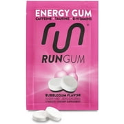Run Gum Bubblegum Energy Gum 50mg Caffeine Taurine & B-Vitamins per Piece, 2 Pieces