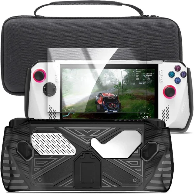 Accessories Set for Asus ROG Ally - Handheld Kickstand Case with Hardshell Carrying Bag and Tempered Glass Screen Protector