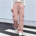 thumbnail image 4 of Parachute Pants Women Baggy Straight Leg Drawstring Lightweight Cargo Pants Tall Moisture Wicking Y2k Utility Streetwear, XL, 4 of 5