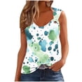 thumbnail image 2 of Pounoo Tank Tops for Women V Neck Boho Floral Print with Metal Ring Detail Loose Fit Soft Comfy Casual Daily Shirts Gift, 2 of 5