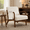 Beige, variant on YIORTWO Mid-Century Modern Accent Chair, Upholstered Arm Chair with Rubber Wood Frame and Lumbar Pillow, Orange