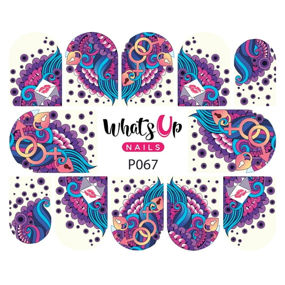 Whats Up Nails P067 P.S. I Love You Water Decal Sliders for Nail Art Design