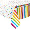 thumbnail image 1 of 4 Pack Polka Dot Plastic Tablecloth, 108 x 54, with White dots by HTOOQ (Rainbow) - -, 1 of 4