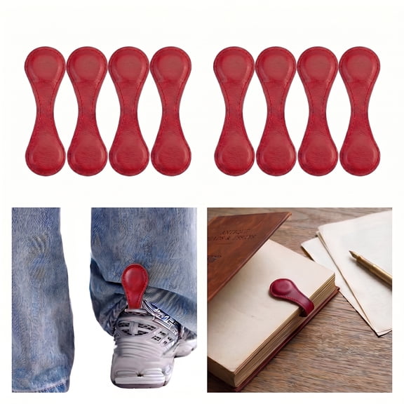 ROSEXIXI 8Pcs Red,Magnetic Leather Bookmarks, Strong Magnetic Page Clips, Slim PU Leather Book Markers for Reading.