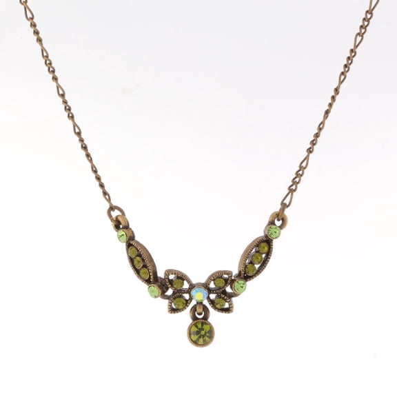 1928 Jewelry Butterfly Green Ab Crystal Pendant Necklace For Women 16" 3" Extender