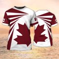 thumbnail image 1 of T-shirt Imprimé Drapeau National du Canada pour Hommes Motif Feuilles d'Érable Rouges T-Shirts Confortables Respirants Été Col Rond Manches Courtes, 1 of 5