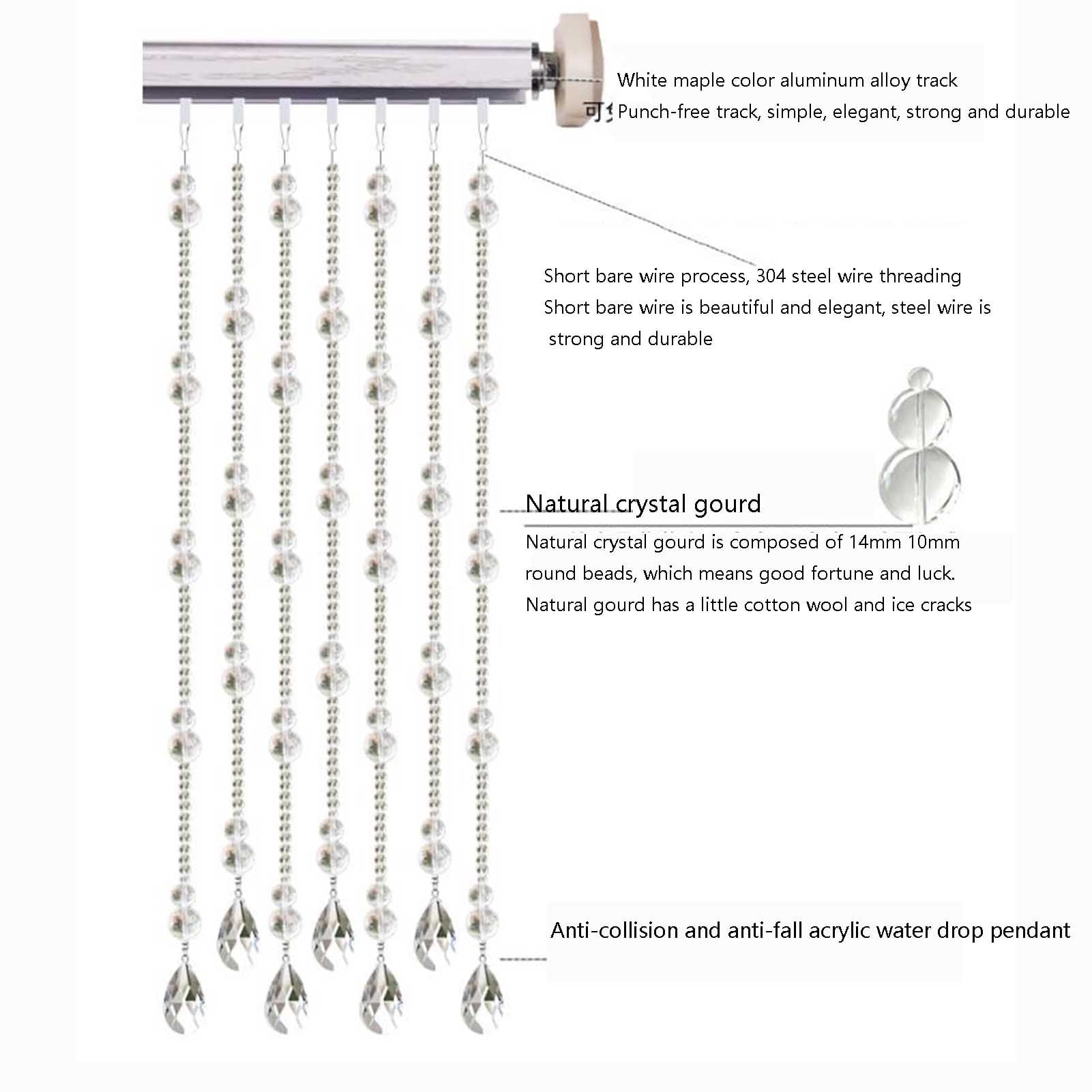 Bead Curtain, Door Curtain,Transparent Crystal Curtain, Hanging Bead Curtain,Wall Decoration and Room Divider,Garden DIY Decoration Ornament