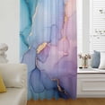 thumbnail image 6 of Blue Purple Pink Ombre Sheer Curtains 45 Inches Long, Modern Marble Abstract Light Filering Curtains, Breathable Simi Curtain Privacy Drapes for Kitchen Bathroom Lightweight Small Window Treatment, 6 of 9
