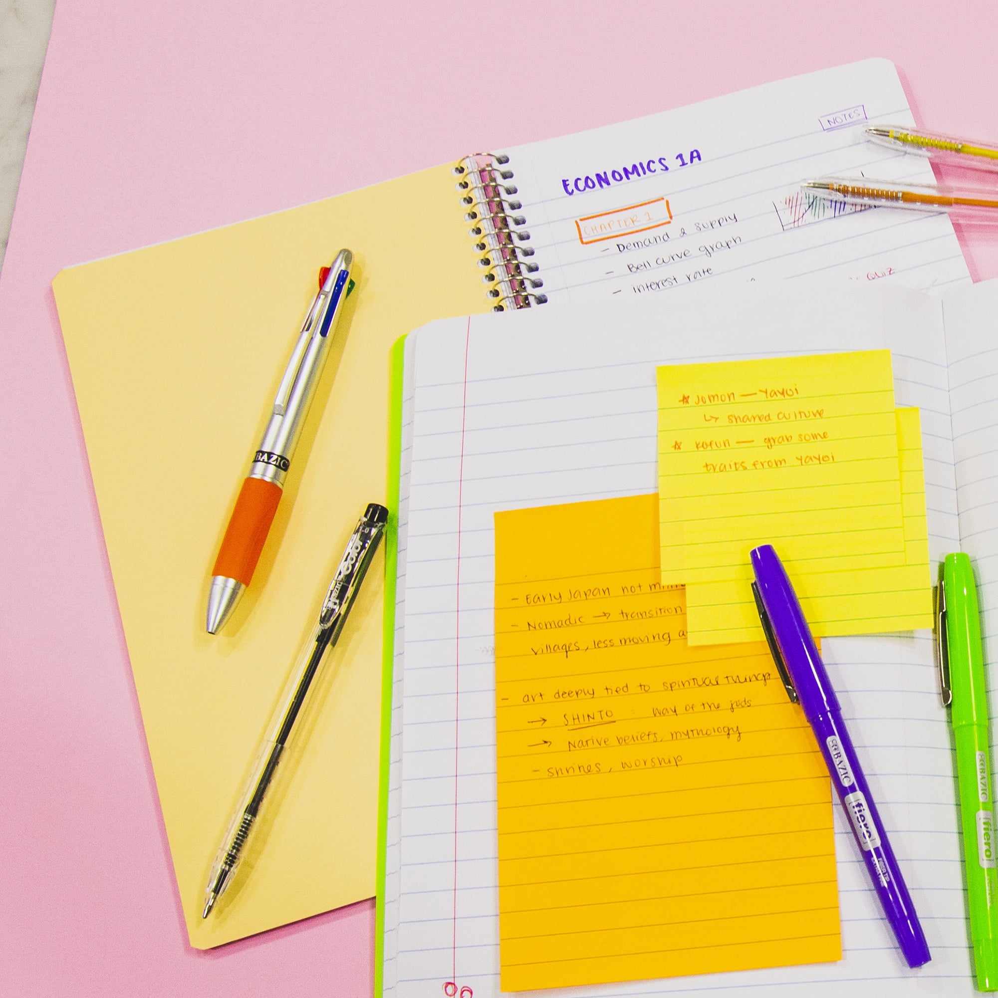 BAZIC College Ruled 3 Subject Spiral Notebooks 120 Sheets 9.5"x5.75", 24-Pack