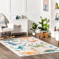 thumbnail image 2 of Kayleigh Kids Washable Dinosaur Rug | White Multicolor, 2 of 5