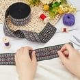 thumbnail image 3 of 10.9 Yards Ethnic Style Jacquard Ribbons 48mm Wide Vintage Polyester Ribbons with Rhombus Pattern Black Geometric Woven Ribbon DIY Craft Costumes Sewing Ribbon Home Decoration Trim Colorful, 3 of 9