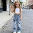 thumbnail image 5 of ATOGUTA Wide Leg Jeans for Girls Denim Elastic Wasit Wide Leg Baggy Jean Trendy Preppy Pants Kids Clothes with Pockets Size 1T-11, Blue, 5 of 7