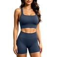 thumbnail image 2 of Miqool Workout Sets for Women 2 Piece Sports Bra Crop Top High Waist Booty Shorts Seamless Yoga Athletic Gym Outfits Lounge Activewear, 2 of 7
