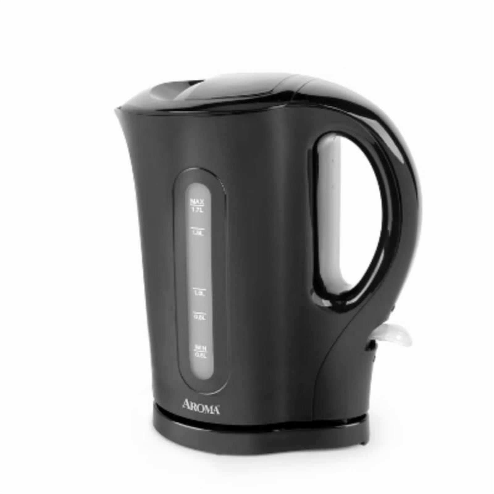 1.7L Electric Kettle - Black: Dripless Spout, 1500W, Water Level Viewer