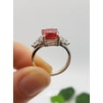 thumbnail image 2 of 9x7mm-10x8mm Lab Orange Padparadscha Sapphire Elongated Cushion Cut, Multi-Stone Ring, Sterling Silver, 2 of 5
