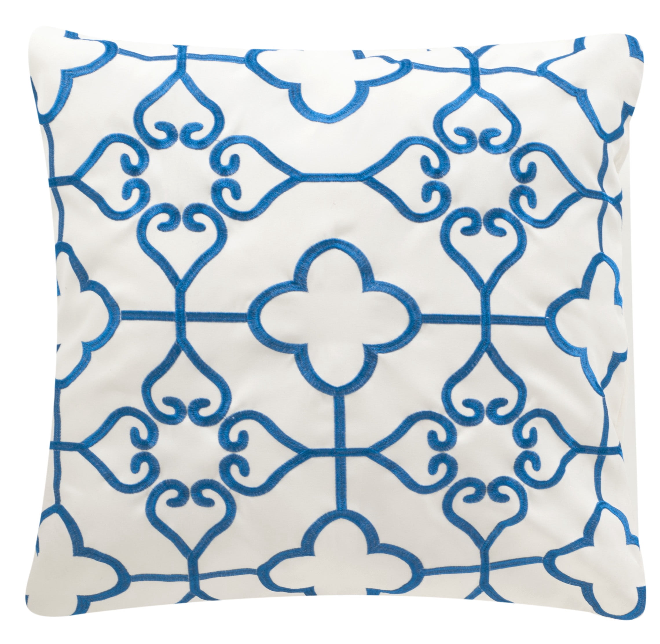 SAFAVIEH Nadia Soleil 20" x 20" Indoor/Outdoor Pillow, Royal Blue/Cream, Set of 2