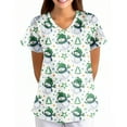 thumbnail image 7 of Garbnen Christmas Womens Scrub Tops V Neck Short Sleeve Womens Tops Casual Holiday Print Nurses Working Uniforms with Pockets S-5XL, 7 of 7