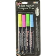 UCHIDA OF AMERICA 482-4A 4 Piece Bistro Fine Line Chalk Marker Set, Fluorescent Colors