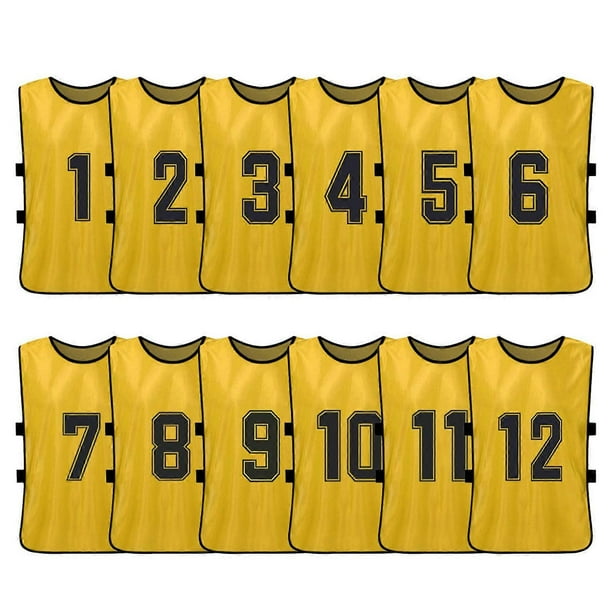 12 PCS Adults Soccer Pinnies Quick Drying Football Team Jerseys Youth Sports Scrimmage Soccer Team Training Numbered Bibs Practice Sports Vest