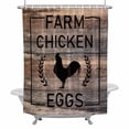 thumbnail image 2 of Chicken Eggs Shower Curtain for Bathroom Decor, Farmhouse Animal Brown Wood Grain Waterproof Fabric Shower Curtain, 60"x72" Set with 12 Hooks, 2 of 9