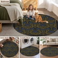 thumbnail image 5 of Vintage Navy Blue Roses Round Area Rug 6Ft Washable Circle Rugs for Bathroom Office, Abstract Art Floral Green Leaves Non-Slip Carpet Floor Mats Indoor Outdoor Carpet Runner Aesthetic Home Decor, 5 of 8