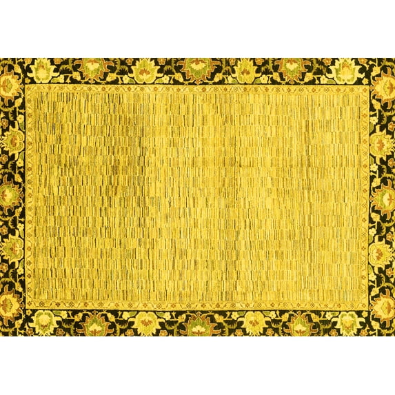Ahgly Company Indoor Rectangle Abstract Yellow Modern Area Rugs, 7' x 9'