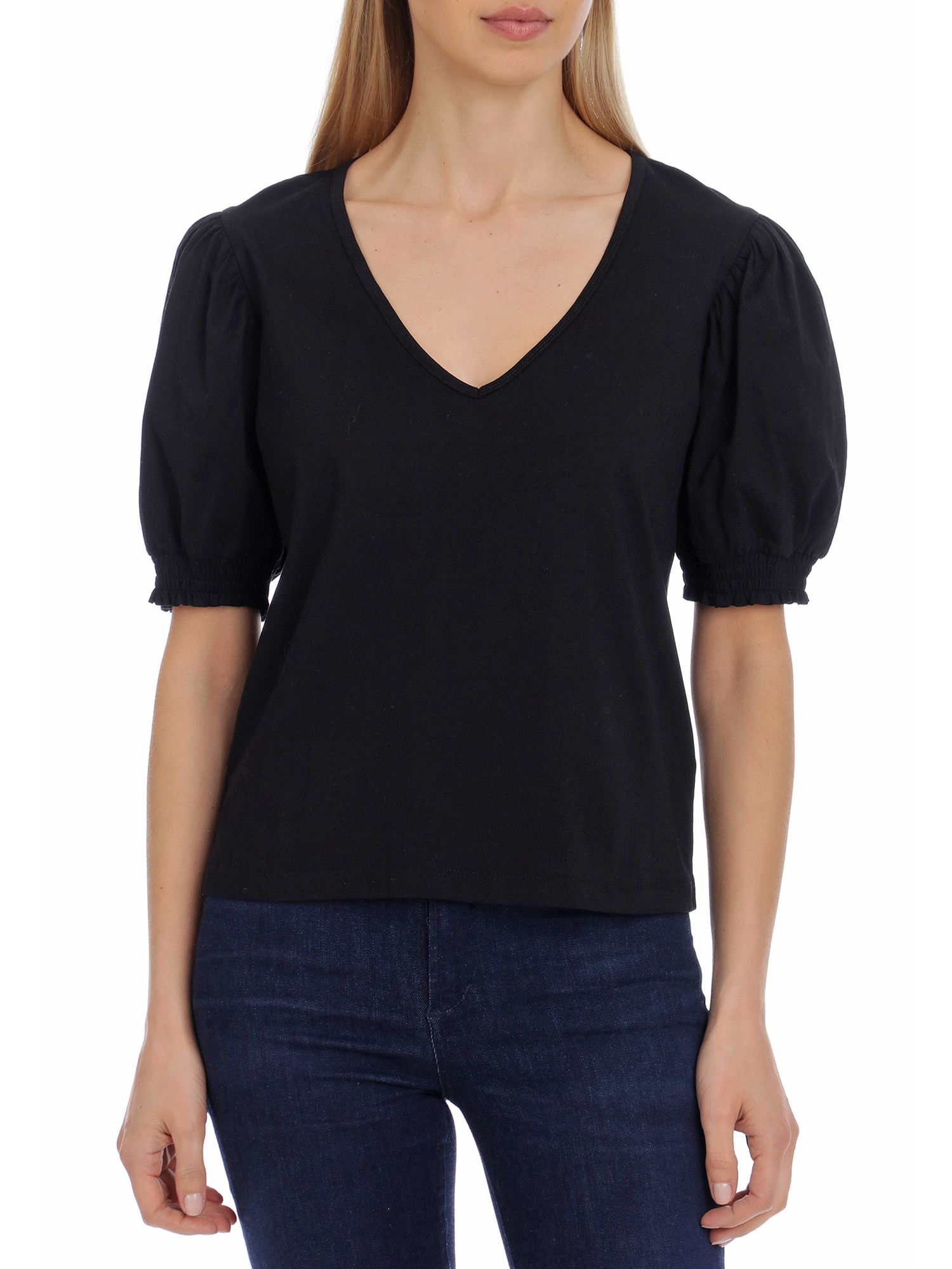 Puff Sleeve Cotton T-Shirt - Walmart 